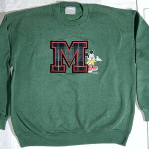 Walt Disney Velva Sheen VTG Genus Green Mickey Mouse Pullover Sweatshirt XL USA